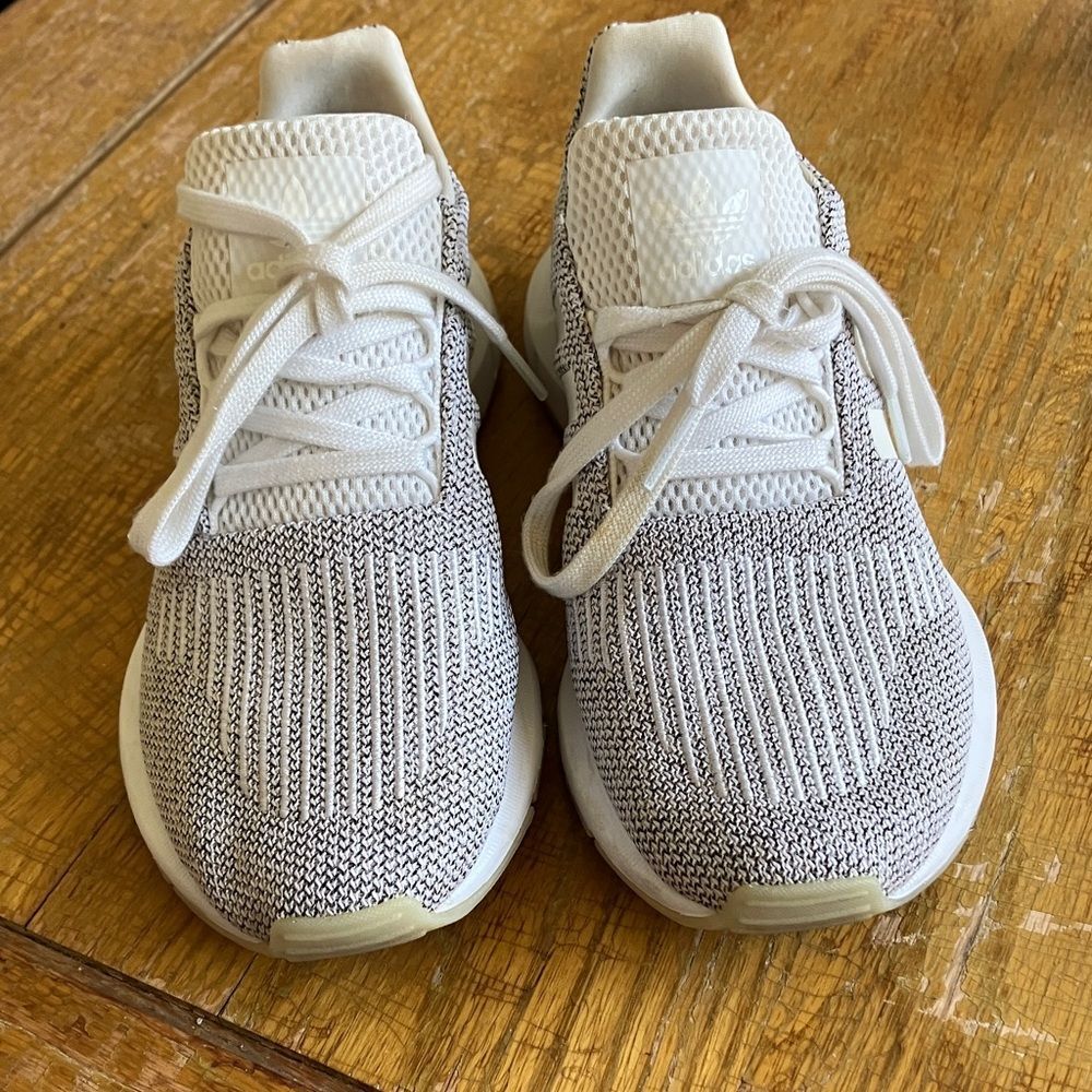 Adidas Knit White and Gray Running Shoes